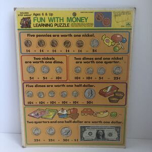 1985 Vintage Golden Step Ahead Learning Puzzle Fun with Money‎ 4739-1